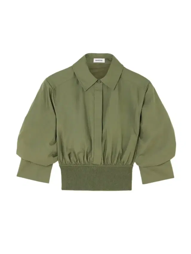 Simkhai Stiles Cropped Gathered Ribbed-knit Trimmed Cotton-poplin Shirt
