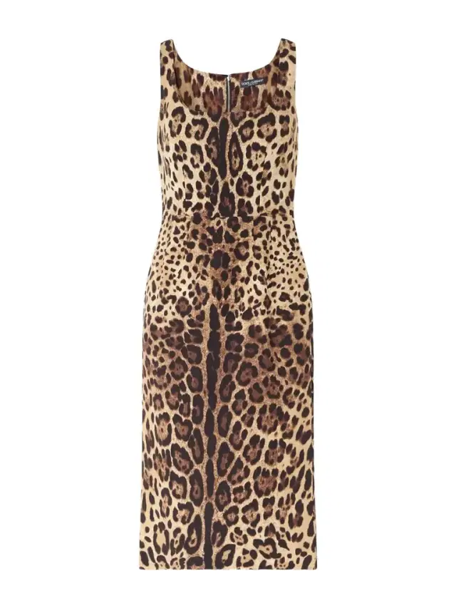 Leopard-print Silk-blend Satin Midi Dress