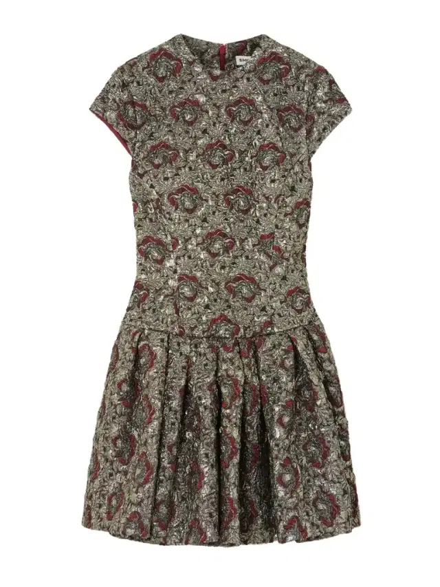 Elowen Pleated Metallic Jacquard Mini Dress