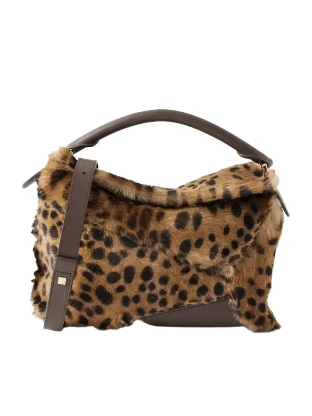 Puzzle Edge Small Leather-trimmed Leopard-print Shearling Shoulder Bag