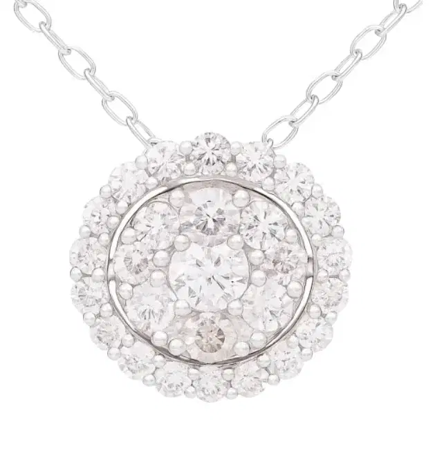 0.41ct Diamond 18K Gold Round Pendant Necklace