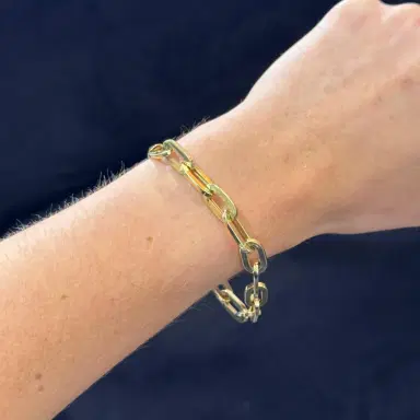 Wish Fine Jewelry 14K Gold Paper Clip Chain Bracelet | Thumbnail 2 Wish Fine Jewelry 14K Gold Paper Clip Chain Bracelet | Thumbnail 2