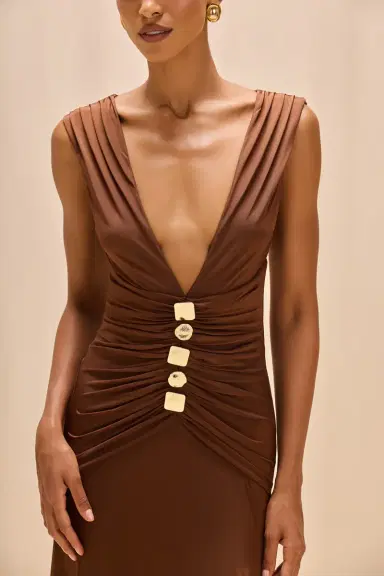 PatBo MOONLIT JERSEY PLUNGE GOWN | Thumbnail 2
