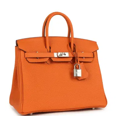 HERMÈS Hermes Birkin 25 Orange Togo Palladium Hardware | Thumbnail 2 HERMÈS Hermes Birkin 25 Orange Togo Palladium Hardware | Thumbnail 2