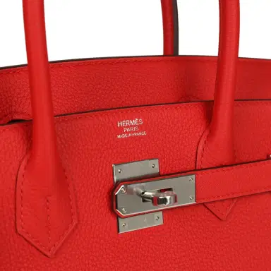 HERMÈS Hermes Birkin 30 Rouge de Coeur Togo Palladium Hardware | Thumbnail 7