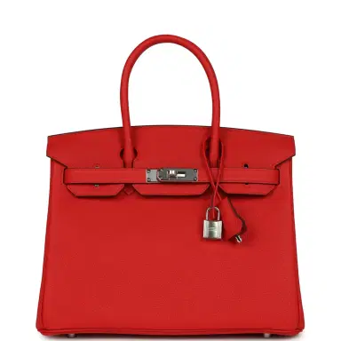 HERMÈS Hermes Birkin 30 Rouge de Coeur Togo Palladium Hardware | Thumbnail 1