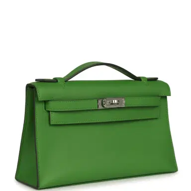 HERMÈS Hermes Kelly Pochette Vert Yucca Swift Palladium Hardware | Thumbnail 2 HERMÈS Hermes Kelly Pochette Vert Yucca Swift Palladium Hardware | Thumbnail 2