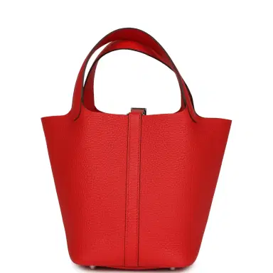 HERMÈS Hermes Picotin Lock 18 Rouge Radieux Clemence Palladium Hardware | Thumbnail 5 HERMÈS Hermes Picotin Lock 18 Rouge Radieux Clemence Palladium Hardware | Thumbnail 5