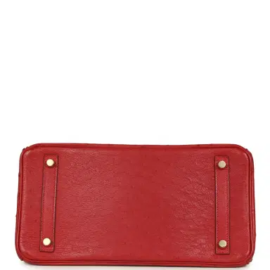 HERMÈS Pre-owned Hermes Birkin 30 Rouge Vif Ostrich Gold Hardware | Thumbnail 6 HERMÈS Pre-owned Hermes Birkin 30 Rouge Vif Ostrich Gold Hardware | Thumbnail 6