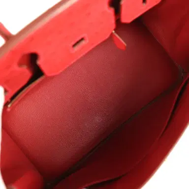 HERMÈS Pre-owned Hermes Birkin 30 Rouge Vif Ostrich Gold Hardware | Thumbnail 8 HERMÈS Pre-owned Hermes Birkin 30 Rouge Vif Ostrich Gold Hardware | Thumbnail 8