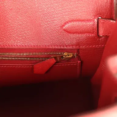HERMÈS Pre-owned Hermes Birkin 30 Rouge Vif Ostrich Gold Hardware | Thumbnail 9 HERMÈS Pre-owned Hermes Birkin 30 Rouge Vif Ostrich Gold Hardware | Thumbnail 9