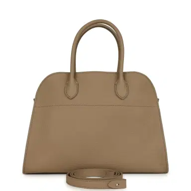 The Row The Row Soft Margaux 12 Bag Dark Taupe Calfskin Silver Hardware | Thumbnail 1 The Row The Row Soft Margaux 12 Bag Dark Taupe Calfskin Silver Hardware | Thumbnail 1