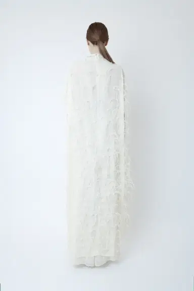 Lapointe Georgette Mock Neck Maxi Top With Feathers | Thumbnail 2