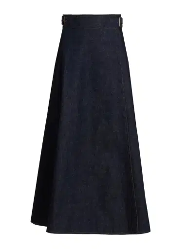 Adam Lippes Caspian Denim Wrap Skirt | Thumbnail 1 Adam Lippes Caspian Denim Wrap Skirt | Thumbnail 1