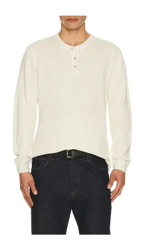Waffle Three Button Henley