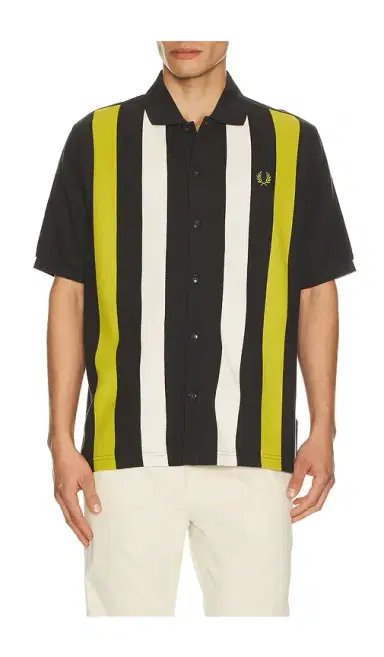 Fred Perry Vertical Stripe Knitted Shirt | Thumbnail 1 Fred Perry Vertical Stripe Knitted Shirt | Thumbnail 1