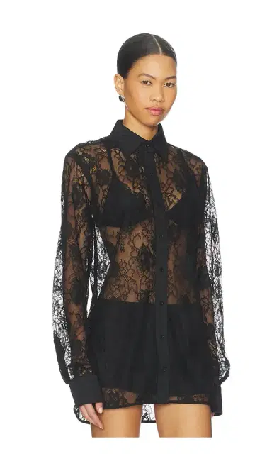 fleur du mal Juliet Lace Button Down | Thumbnail 2