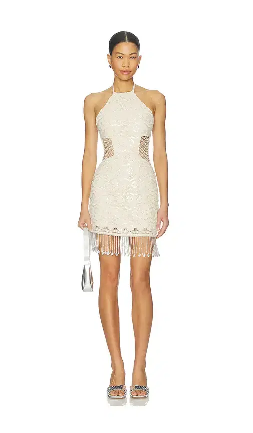 PatBO Crochet Bloom Halterneck Mini Dress