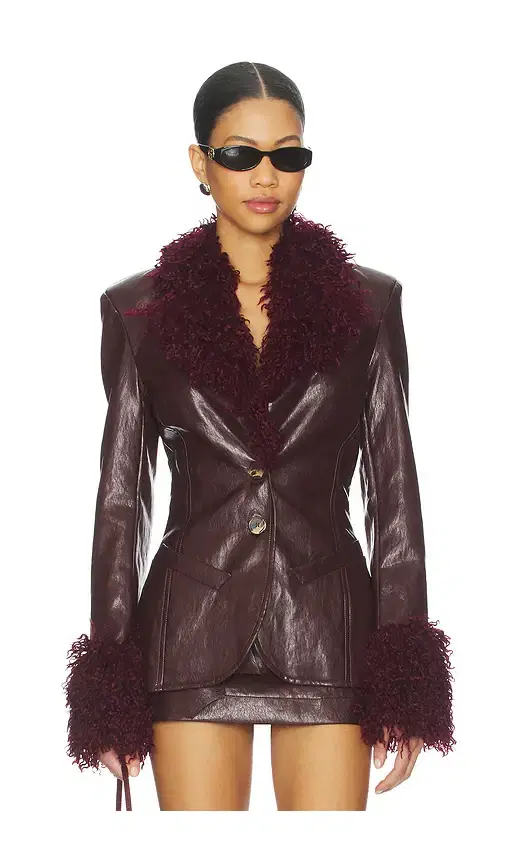 Milkwhite Fitted Blazer With Faux Fur Detail