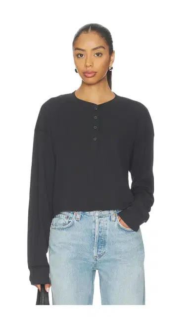 RE/DONE Boxy Waffle Henley Top | Thumbnail 1 RE/DONE Boxy Waffle Henley Top | Thumbnail 1