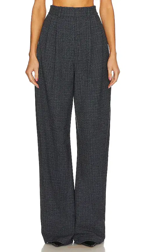 The High Waist Pleated Plaid Trouser