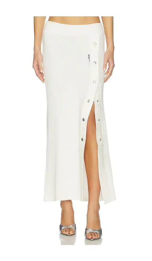 GCDS Ribbed Snap Long Skirt
