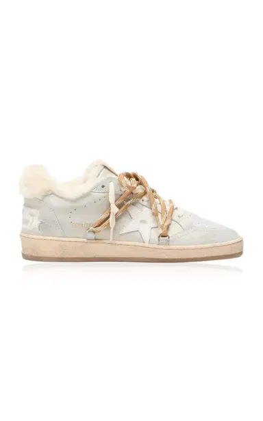 Golden Goose Ball Star Shearling-Trimmed Leather Sneakers | Thumbnail 1 Golden Goose Ball Star Shearling-Trimmed Leather Sneakers | Thumbnail 1