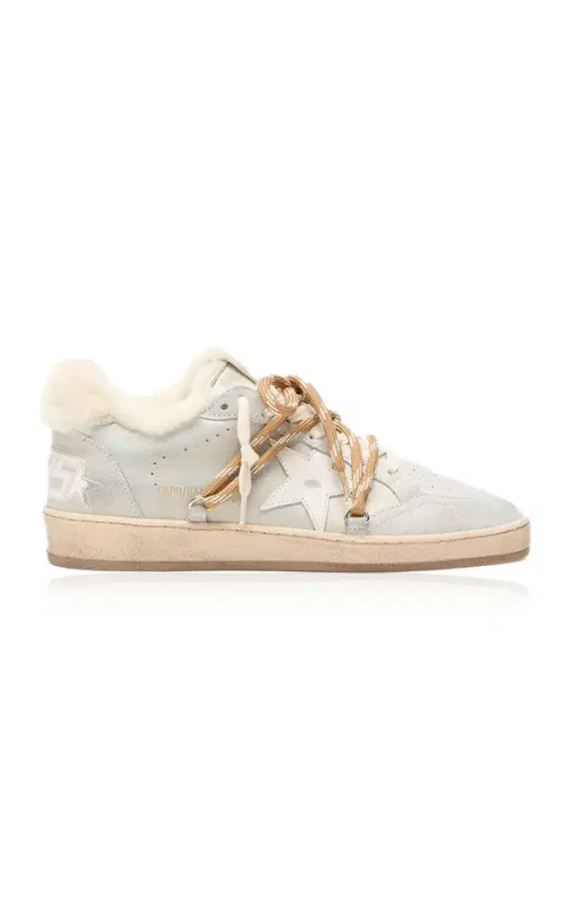 Ball Star Shearling-Trimmed Leather Sneakers