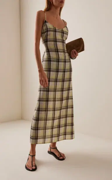 Proenza Schouler White Label Evelyn Plaid Gauze Midi Dress | Thumbnail 2