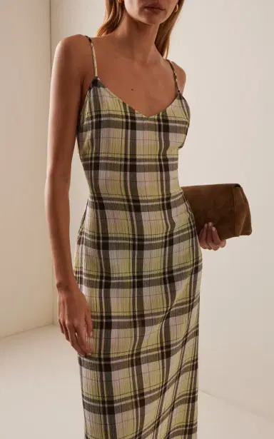 Proenza Schouler White Label Evelyn Plaid Gauze Midi Dress | Thumbnail 3