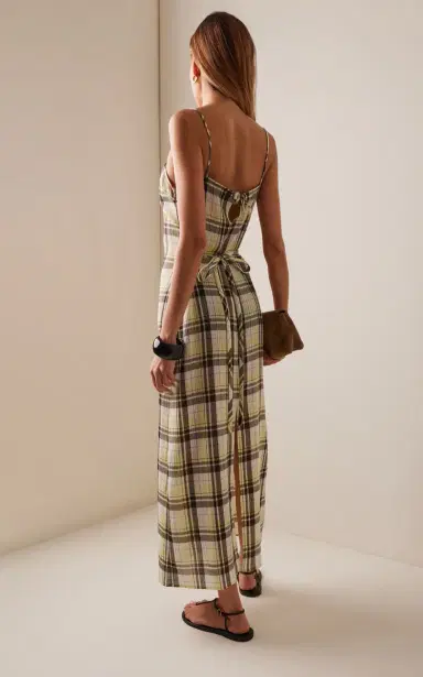 Proenza Schouler White Label Evelyn Plaid Gauze Midi Dress | Thumbnail 4