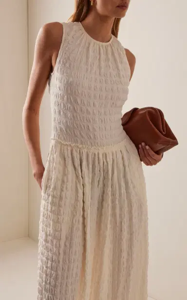 Proenza Schouler White Label Zoira Textured Midi Dress | Thumbnail 3 Proenza Schouler White Label Zoira Textured Midi Dress | Thumbnail 3