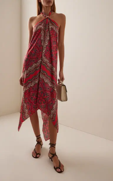 Cara Cara Twist Paisley Twill Midi Halter Dress | Thumbnail 3 Cara Cara Twist Paisley Twill Midi Halter Dress | Thumbnail 3