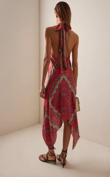 Cara Cara Twist Paisley Twill Midi Halter Dress | Thumbnail 4 Cara Cara Twist Paisley Twill Midi Halter Dress | Thumbnail 4