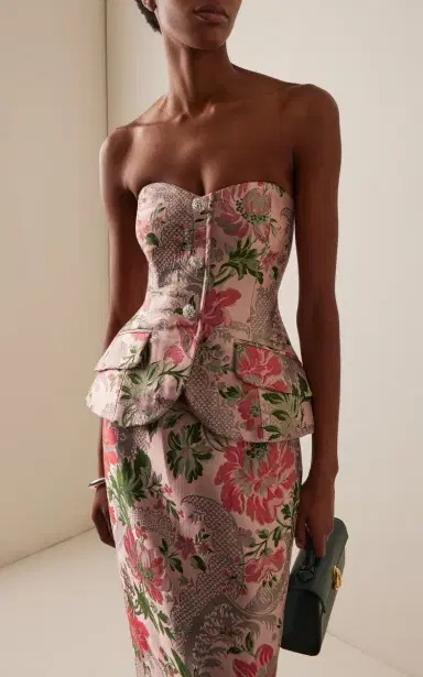 Cara Cara Wes Floral Jacquard Corset Top | Thumbnail 2