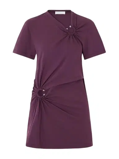 Rabanne Embellished Gathered Cut-out Cotton-blend Jersey Mini Dress | Thumbnail 1
