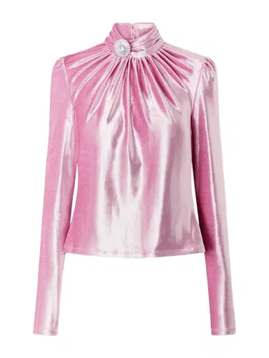 Rabanne Crystal-embellished Gathered Velvet Turtleneck Blouse | Thumbnail 1