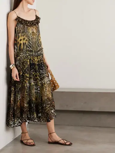 Camilla Ruffled Tiered Leopard-print Embellished Fil Coupé Midi Dress | Thumbnail 2 Camilla Ruffled Tiered Leopard-print Embellished Fil Coupé Midi Dress | Thumbnail 2
