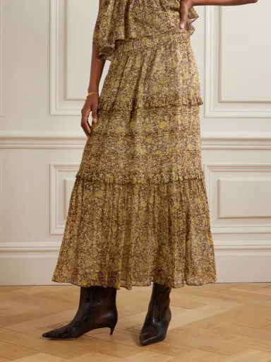 Marant Étoile Volomia Floral-print Tiered Cotton Midi Skirt | Thumbnail 3 Marant Étoile Volomia Floral-print Tiered Cotton Midi Skirt | Thumbnail 3