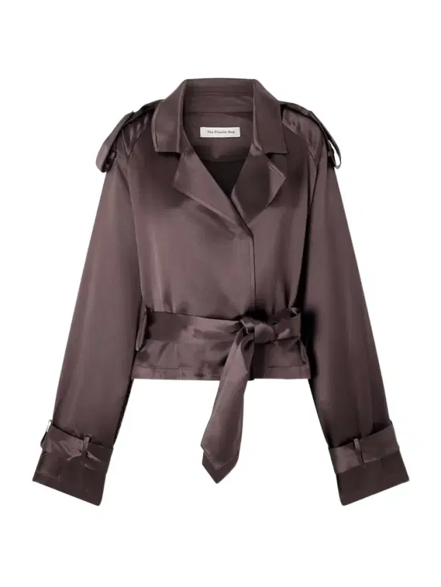 Simona Belted Satin Jacket