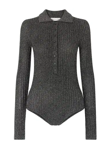 The Frankie Shop Solana Metallic Ribbed-knit Bodysuit | Thumbnail 1 The Frankie Shop Solana Metallic Ribbed-knit Bodysuit | Thumbnail 1
