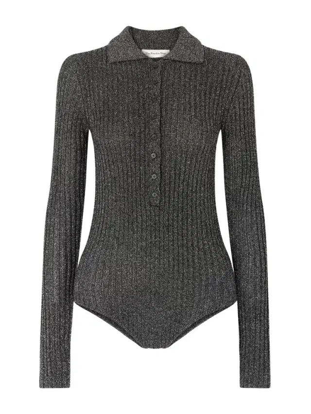 Solana Metallic Ribbed-knit Bodysuit