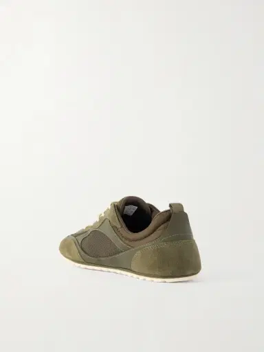 Tory Burch Field Shell-trimmed Mesh, Leather And Suede Sneakers | Thumbnail 3
