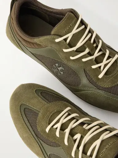 Tory Burch Field Shell-trimmed Mesh, Leather And Suede Sneakers | Thumbnail 5