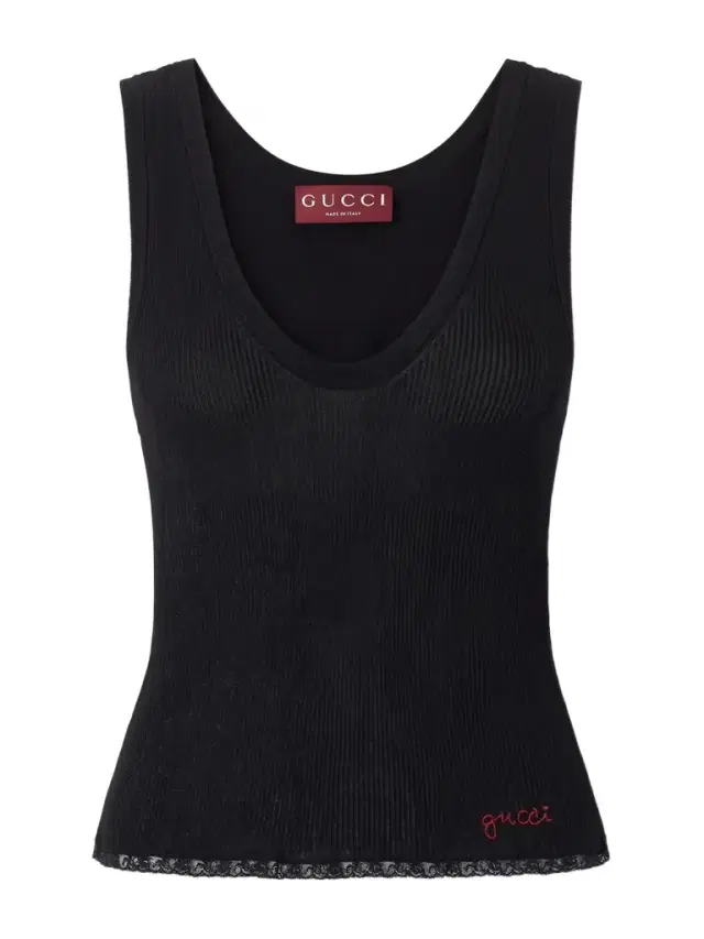 Embroidered Lace-trimmed Ribbed-knit Cotton Tank Top