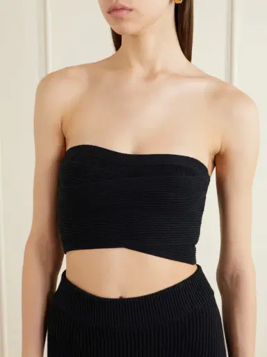 Balmain Strapless Ribbed-knit Top | Thumbnail 3