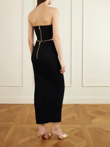 Balmain Strapless Ribbed-knit Top | Thumbnail 4
