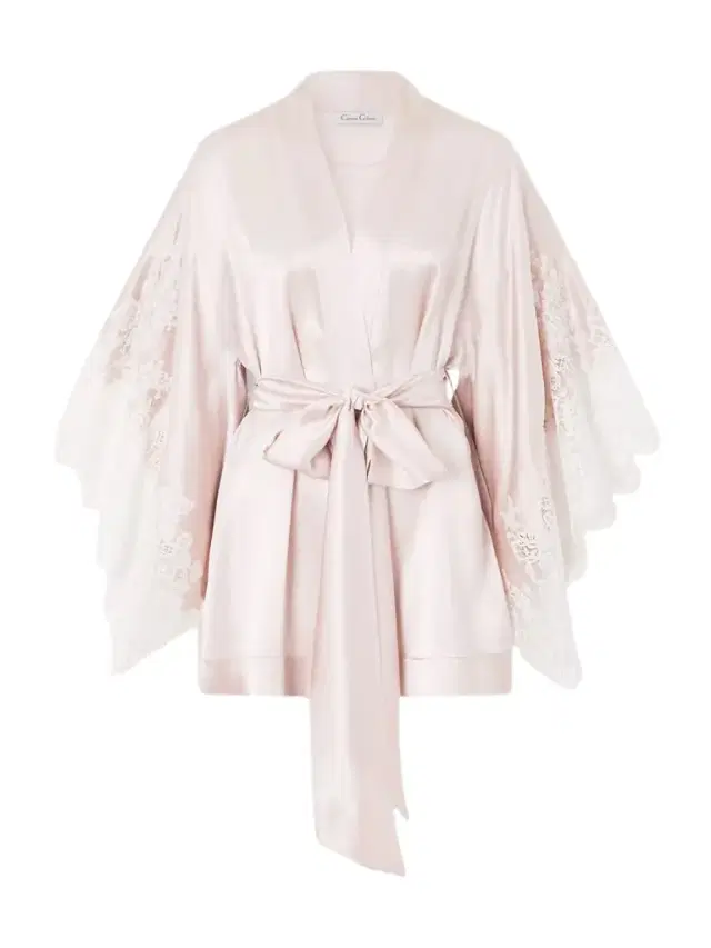 Belted Lace-trimmed Silk-satin Robe