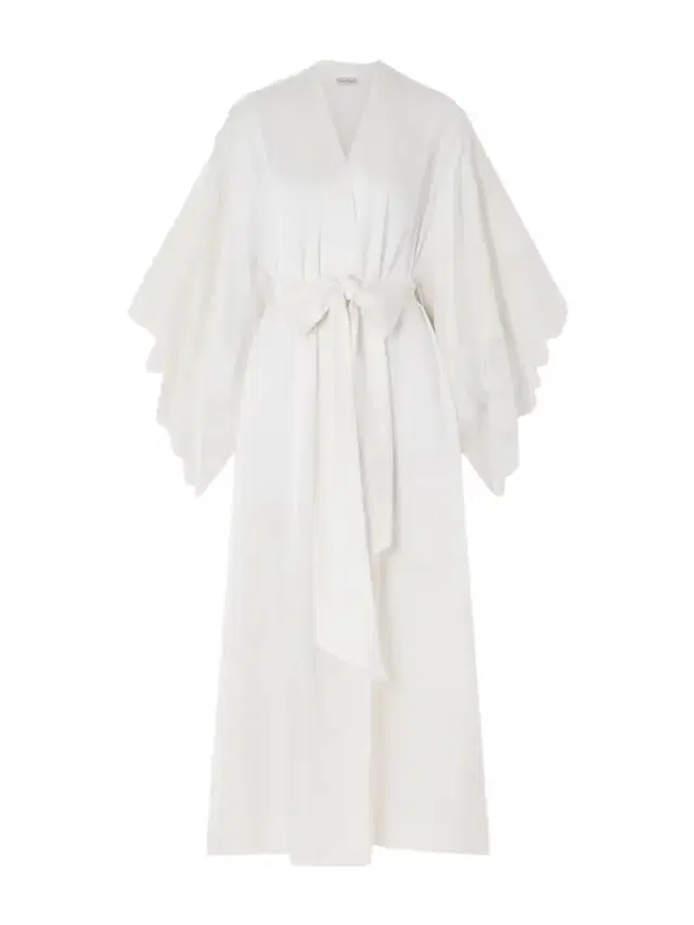 Belted Lace-trimmed Silk-satin Kimono