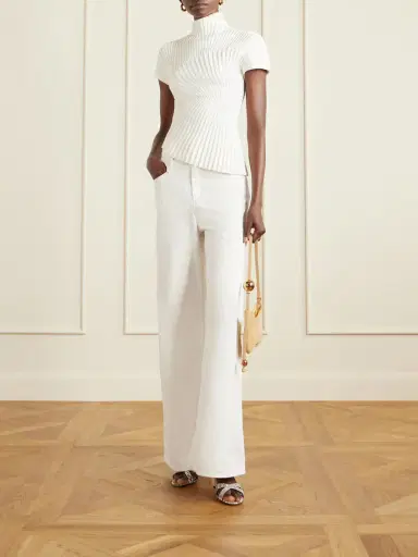 Jacquemus Le Bisou Perle Embellished Leather-trimmed Croc-effect Suede Shoulder Bag | Thumbnail 2 Jacquemus Le Bisou Perle Embellished Leather-trimmed Croc-effect Suede Shoulder Bag | Thumbnail 2